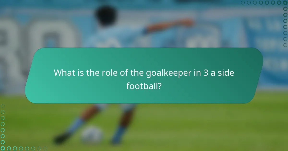 What is the role of the goalkeeper in 3 a side football?